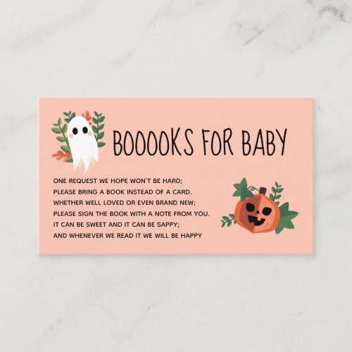 Spooky Cute Blush Pink Books For Baby Enclosure Card