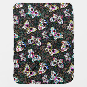 spooky cute butterfly sugar skull baby blanket