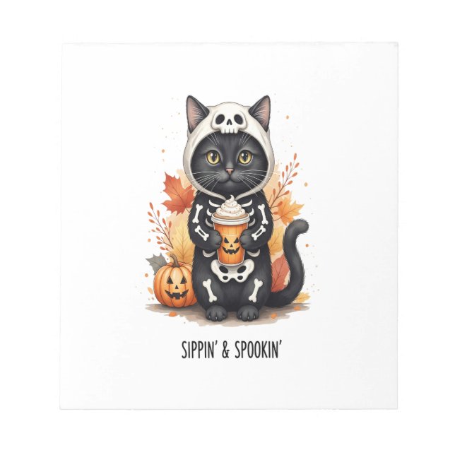 Spooky Cute Cat Halloween Notepad (Front)