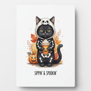 Spooky Cute Cat Halloween Plaque