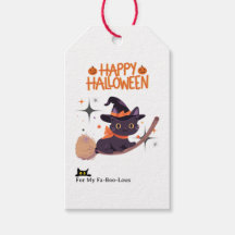 Spooky Cute Cat Witch Halloween Favor Tags