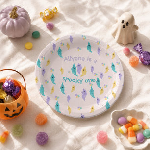 Spooky Cute Colorful Halloween Ghost Birthday Paper Plates