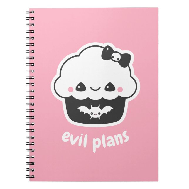 Spooky Cute Evil Plans Cupcake Notebook (Front)