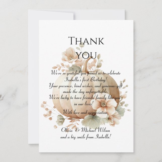 Spooky Cute First Birthday Halloween Thank You Car Card (Front)