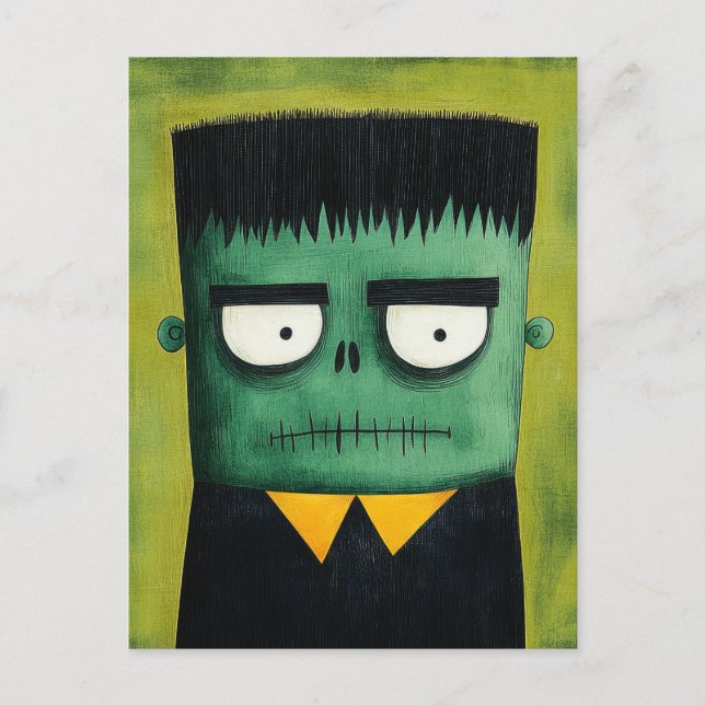 Spooky Cute Frankenstein Monster Halloween Postcard (Front)