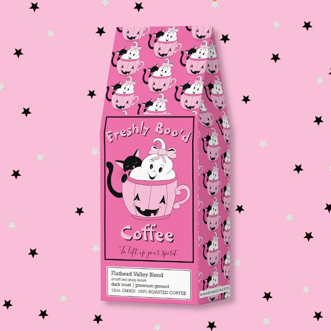 Spooky Cute Freshly Boo'd Roasted Coffee (Fun coffee pack with a spooky cute pink Halloween theme . )