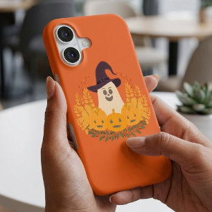 Spooky Cute Ghost And Pumpkins Autumn Wreath iPhone 17 Case
