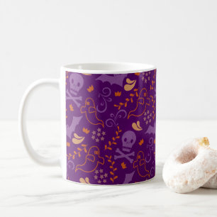 Spooky Cute Ghost and Skull Halloween Coffee Mug