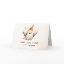 Spooky Cute Ghost Birthday Folded Greeting Card