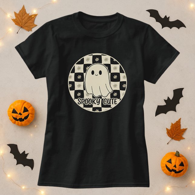 Spooky Cute Ghost Checkerboard T-Shirt (Creator Uploaded)