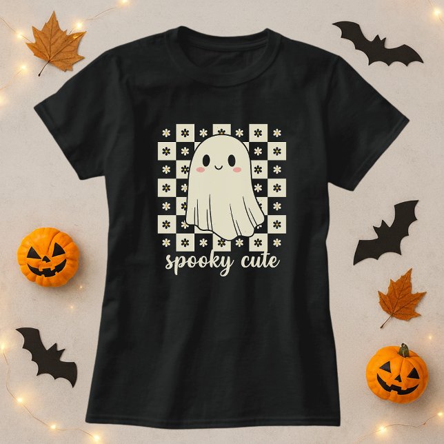 Spooky Cute Ghost Checkerboard T-Shirt (Creator Uploaded)