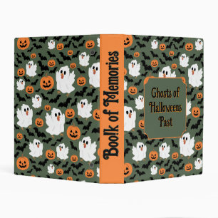 Spooky Cute Ghost Chickens with Pumpkins and Bats Mini Binder
