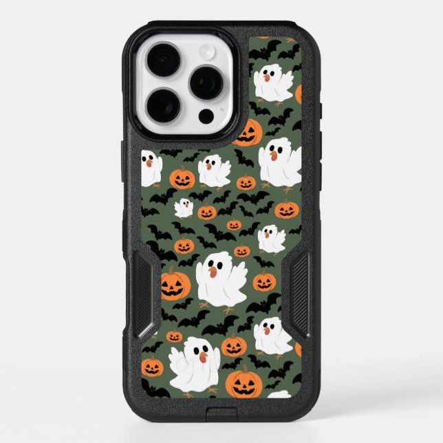 Spooky Cute Ghost Chickens with Pumpkins and Bats  Otterbox iPhone Case (Back)