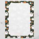 Spooky Cute Ghost Chickens with Pumpkins Card