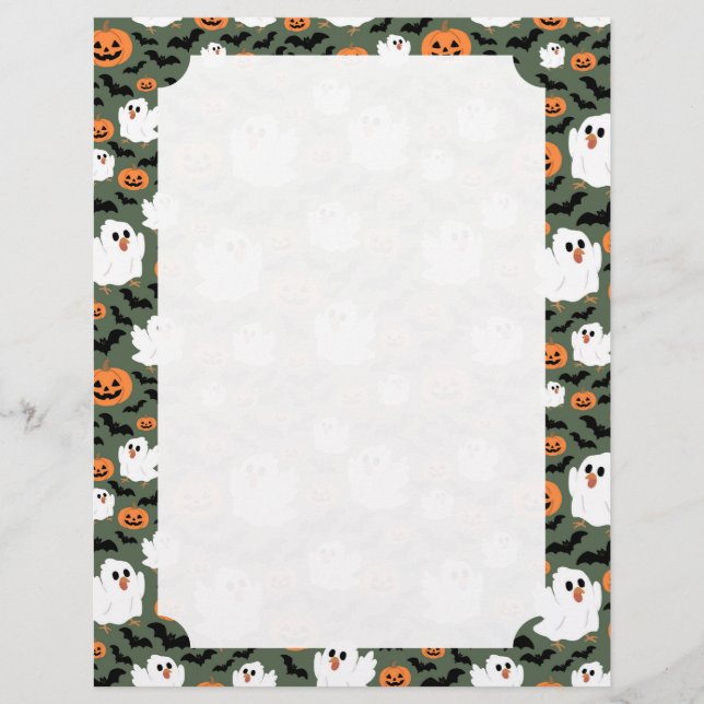Spooky Cute Ghost Chickens with Pumpkins Card (Front)