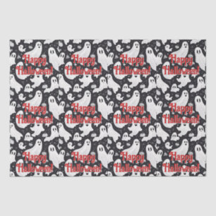 Spooky Cute Ghost Halloween Black White Tissue Paper