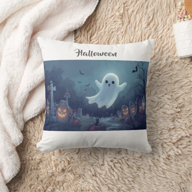 "Spooky Cute Ghost Halloween Throw Pillow" Pillow (Blanket)