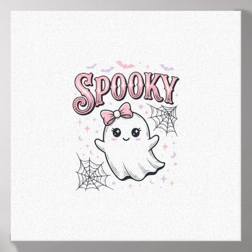 Spooky Cute Ghost Vintage Halloween Shirt Design_1 Canvas Photo Tile