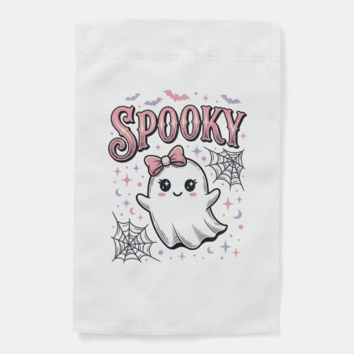 Spooky Cute Ghost Vintage Halloween Shirt Design_1 Garden Flag