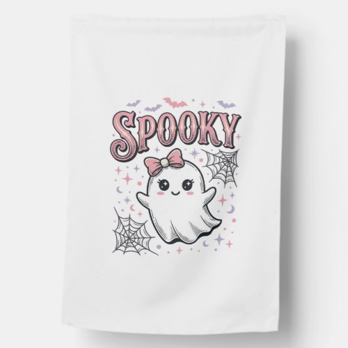 Spooky Cute Ghost Vintage Halloween Shirt Design_1 House Flag
