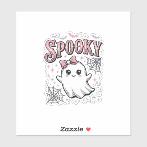 Spooky Cute Ghost Vintage Halloween Shirt Design_1 Sticker