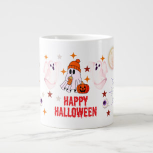 Spooky Cute Ghost, Witch, Bat & Bloody Handprint Giant Coffee Mug