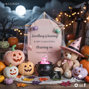 Spooky Cute Girl Halloween Pregnancy Announcement