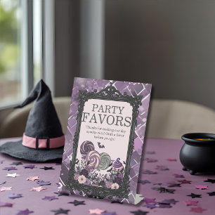Spooky Cute Gothic purple Party Favor Pedestal Sign