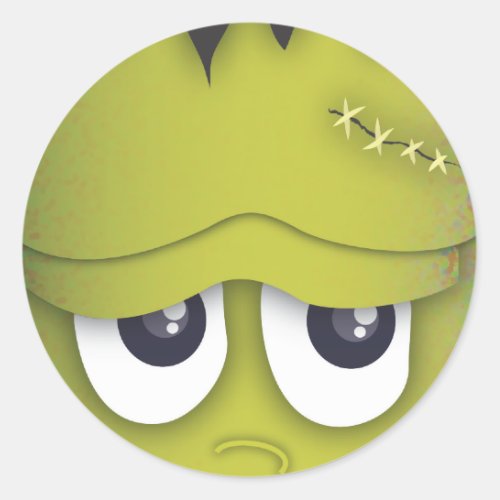 Spooky Cute Green Monster Head Halloween Sticker