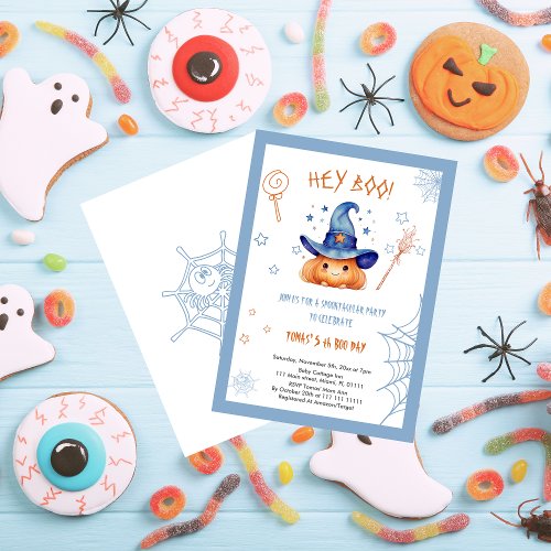 Spooky Cute Halloween 5th Birthday Boy Invitation 