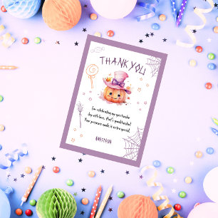 Spooky Cute Halloween Baby Girl Birthday Thank You Card