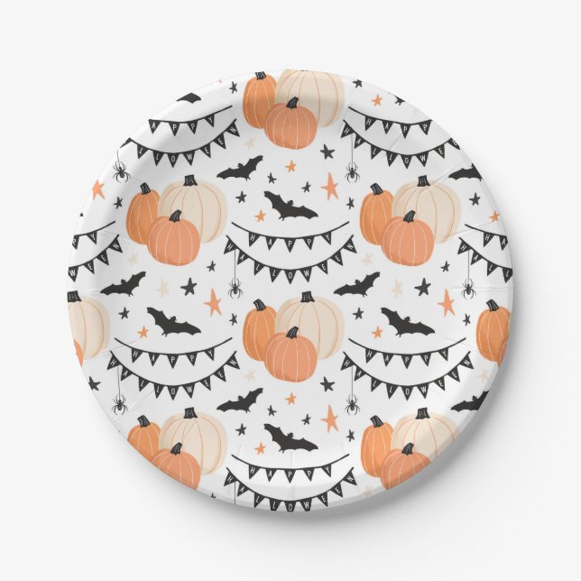 Spooky Cute Halloween Birthday Party Paper Plates (Front)
