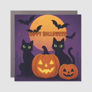 Spooky Cute Halloween – Black Cats & Pumpkins Car Magnet