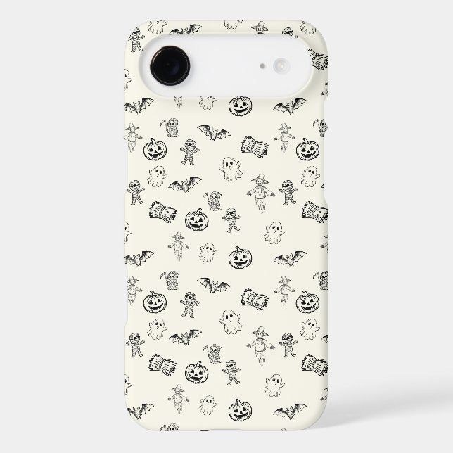 Spooky Cute Halloween Doodle Pattern iPhone Case (Back)