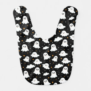 Spooky Cute Halloween Ghost Cloudy Star Sky Baby Bib