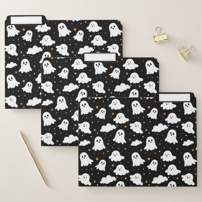 Spooky Cute Halloween Ghost Cloudy Star Sky File Folder (Set)