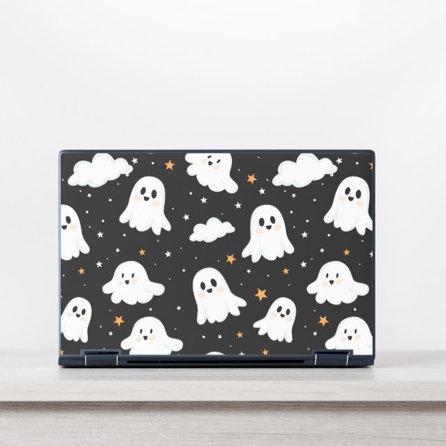 Spooky Cute Halloween Ghost Cloudy Star Sky HP Laptop Skin (Front)