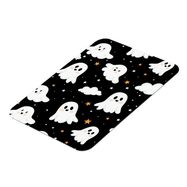 Spooky Cute Halloween Ghost Cloudy Star Sky Magnet (Left Side)