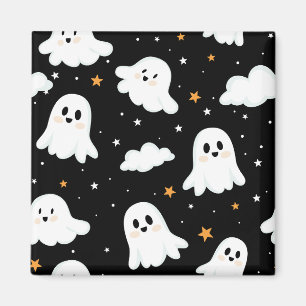 Spooky Cute Halloween Ghost Cloudy Star Sky Magnet