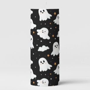 Spooky Cute Halloween Ghost Cloudy Star Sky Pillar Candle