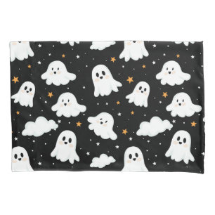 Spooky Cute Halloween Ghost Cloudy Star Sky Pillow Case