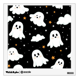 Spooky Cute Halloween Ghost Cloudy Star Sky Wall Decal