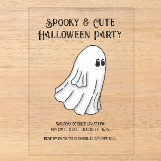 Spooky & Cute Halloween Ghost Party Acrylic Invitations