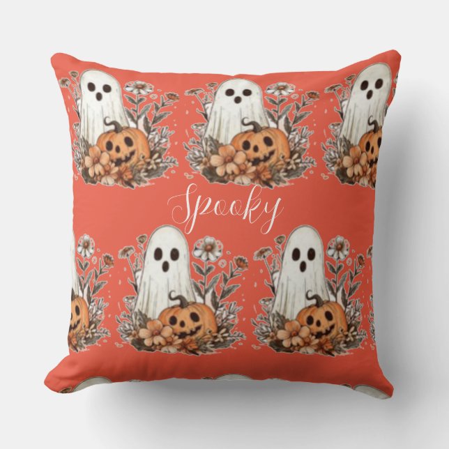 Spooky cute Halloween ghost   Throw Pillow (Front)