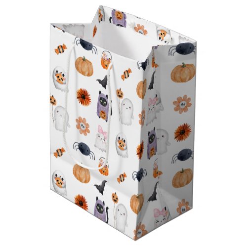 Spooky cute halloween ghost watercolor style white medium gift bag