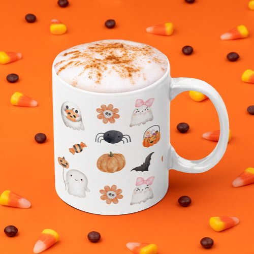 Spooky cute halloween ghosts watercolor style coffee mug