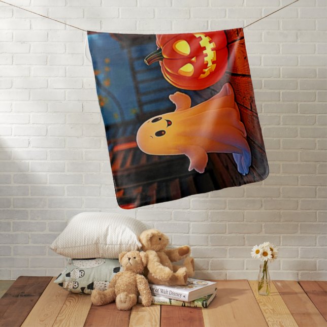 Spooky Cute Halloween Glow Design Baby Blanket (In Situ)