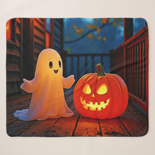 Spooky Cute Halloween Glow Design Sherpa Blanket