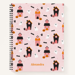Spooky Cute Halloween Haunted Houses Personalized Notebook