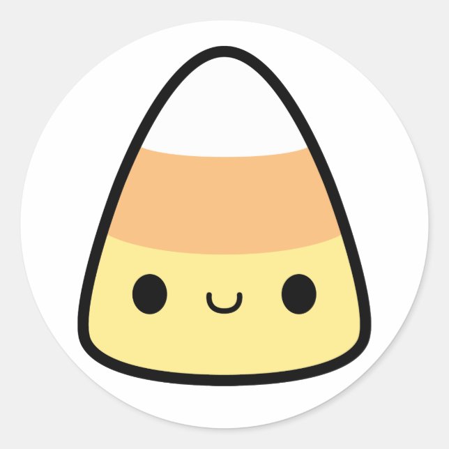 Spooky Cute Halloween Kawaii Candy Corn Classic Ro Round Sticker (Front)